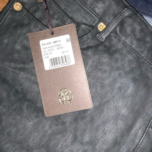 Roberto Cavalli Black Skinny Leopard Print Coated Jeans Size 42 IT (US 6) NWT - Picture 4 of 13